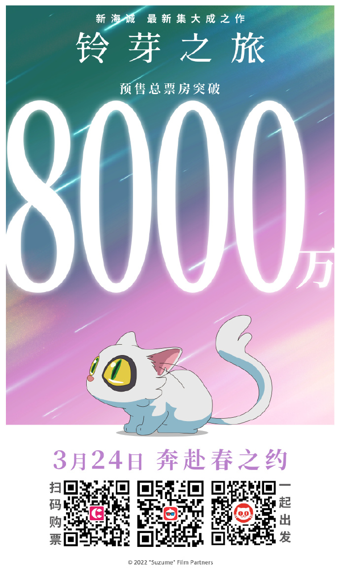《铃芽之旅》预售票房突破8000万！